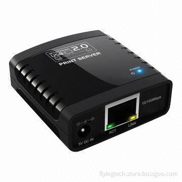 USB 2.0 printer/network server, allows any networked computer to share a USB printer